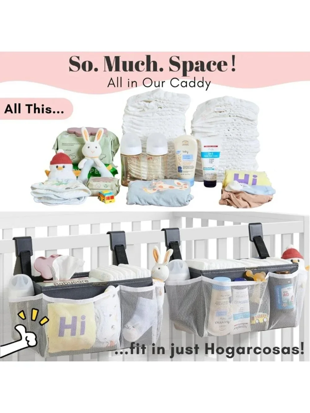 2-Pack Crib & Changing Table Diaper Organizer | Large Capacity Baby Caddy